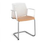 DAMS Santana cantilever chair with fabric seat and perforated back and fixed arms - made to order-29727
