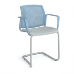 DAMS Santana cantilever chair with fabric seat and perforated back and fixed arms - made to order-29726