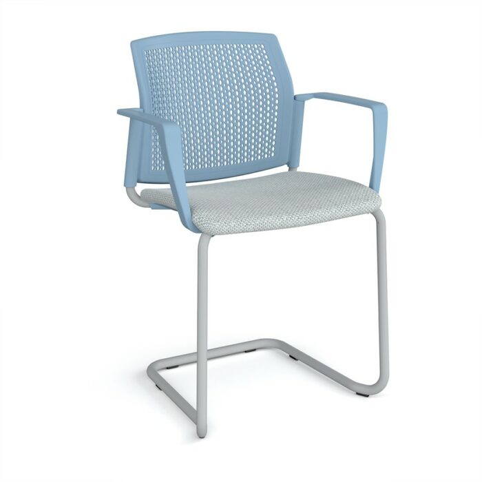 DAMS Santana cantilever chair with fabric seat and perforated back and fixed arms - made to order-29726