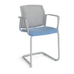 DAMS Santana cantilever chair with fabric seat and perforated back and fixed arms - made to order-29731