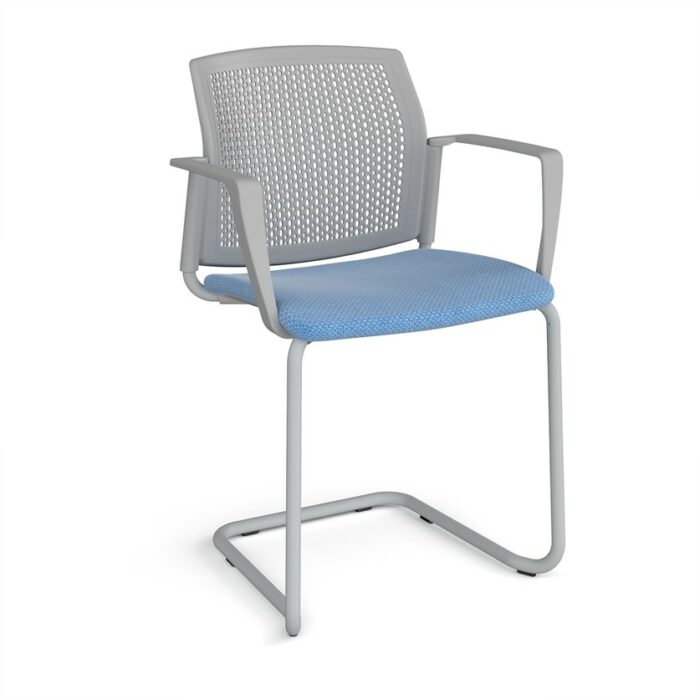 DAMS Santana cantilever chair with fabric seat and perforated back and fixed arms - made to order-29731
