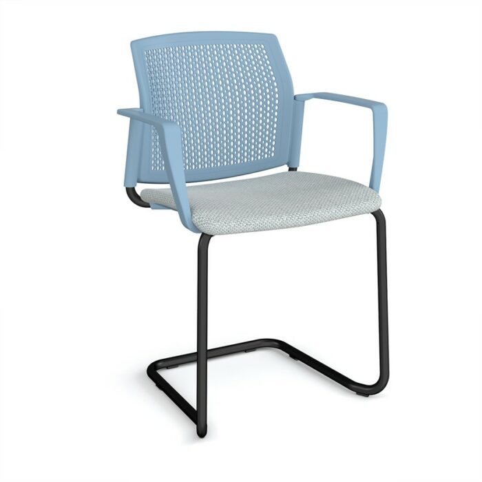 DAMS Santana cantilever chair with fabric seat and perforated back and fixed arms - made to order-29728