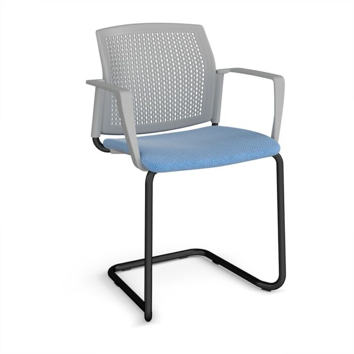 DAMS Santana cantilever chair with fabric seat and perforated back and fixed arms - made to order-29723