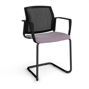 DAMS Santana cantilever chair with fabric seat and perforated back and fixed arms - made to order-0