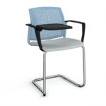 DAMS Santana cantilever chair with fabric seat and perforated back, arms and writing tablet - made to order-29756