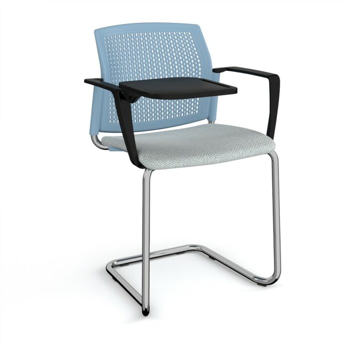 DAMS Santana cantilever chair with fabric seat and perforated back, arms and writing tablet - made to order-29756