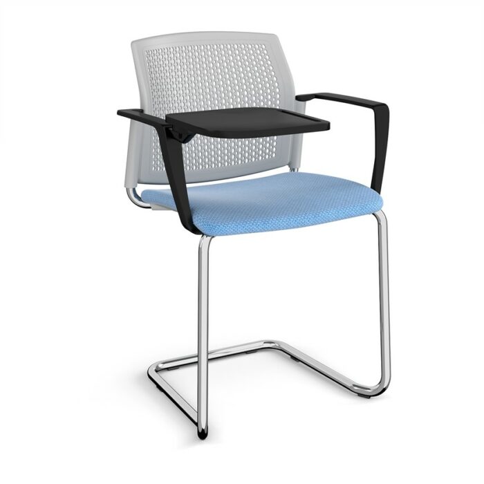 DAMS Santana cantilever chair with fabric seat and perforated back, arms and writing tablet - made to order-29751