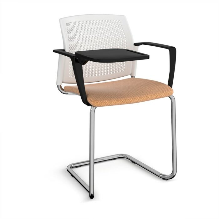 DAMS Santana cantilever chair with fabric seat and perforated back, arms and writing tablet - made to order-29752