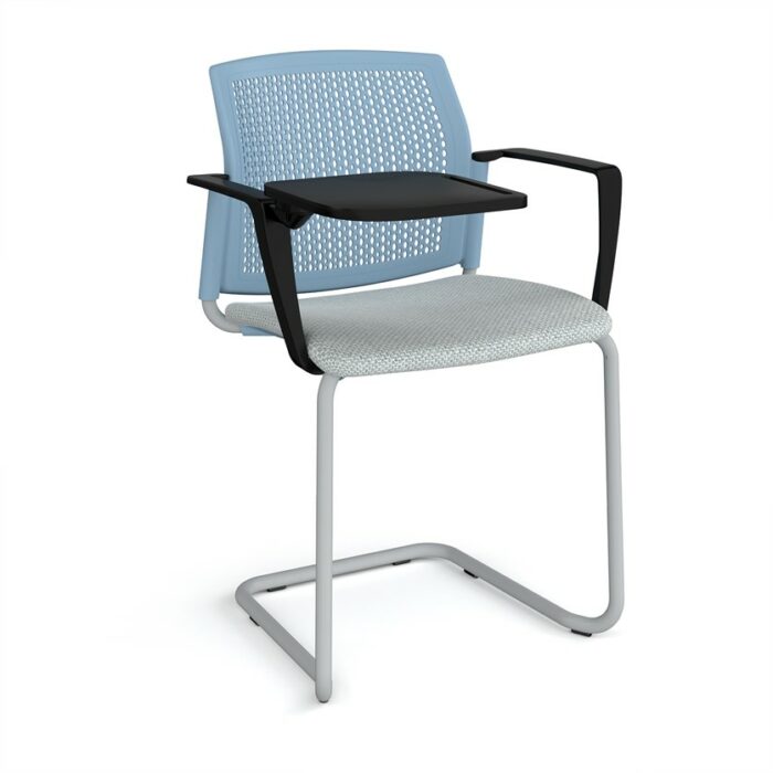 DAMS Santana cantilever chair with fabric seat and perforated back, arms and writing tablet - made to order-29753