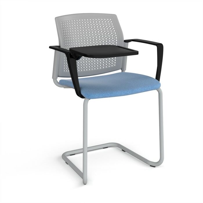 DAMS Santana cantilever chair with fabric seat and perforated back, arms and writing tablet - made to order-29758