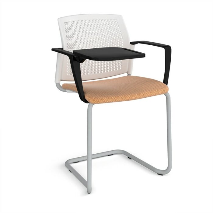 DAMS Santana cantilever chair with fabric seat and perforated back, arms and writing tablet - made to order-29754