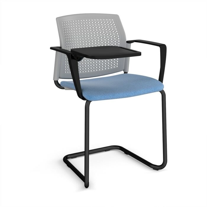 DAMS Santana cantilever chair with fabric seat and perforated back, arms and writing tablet - made to order-29749
