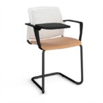 DAMS Santana cantilever chair with fabric seat and perforated back, arms and writing tablet - made to order-29748