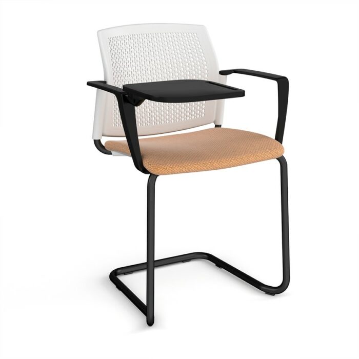 DAMS Santana cantilever chair with fabric seat and perforated back, arms and writing tablet - made to order-29748