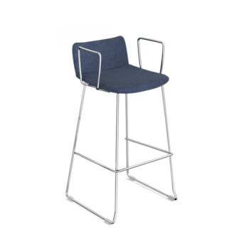 DAMS Remy fully upholstered high stool with arms and chrome sled frame - made to order-0