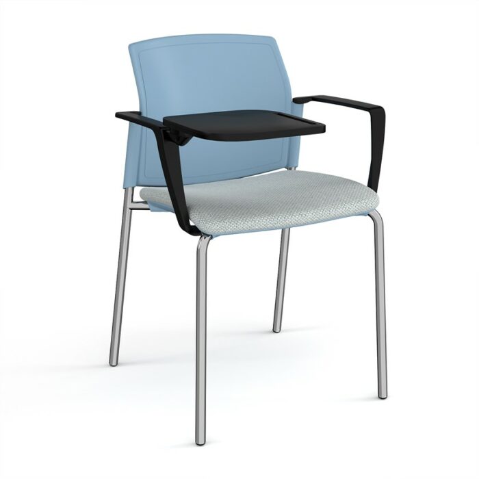 DAMS Santana 4 leg stacking chair with fabric seat and plastic back, arms and writing tablet - made to order-29358