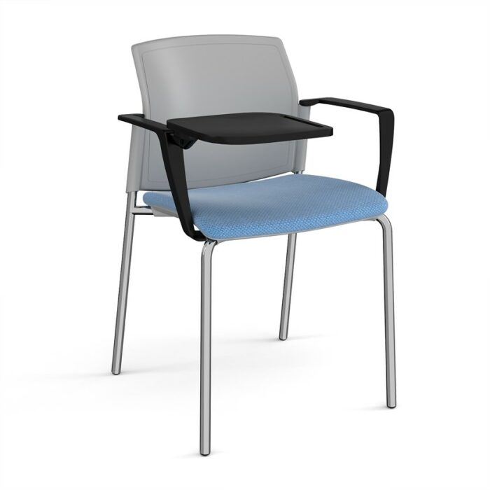 DAMS Santana 4 leg stacking chair with fabric seat and plastic back, arms and writing tablet - made to order-29361