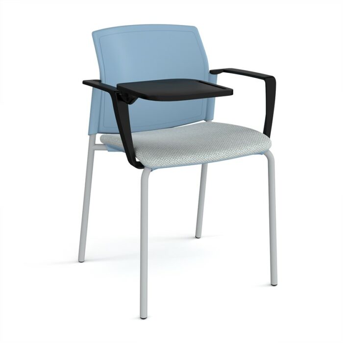 DAMS Santana 4 leg stacking chair with fabric seat and plastic back, arms and writing tablet - made to order-29352