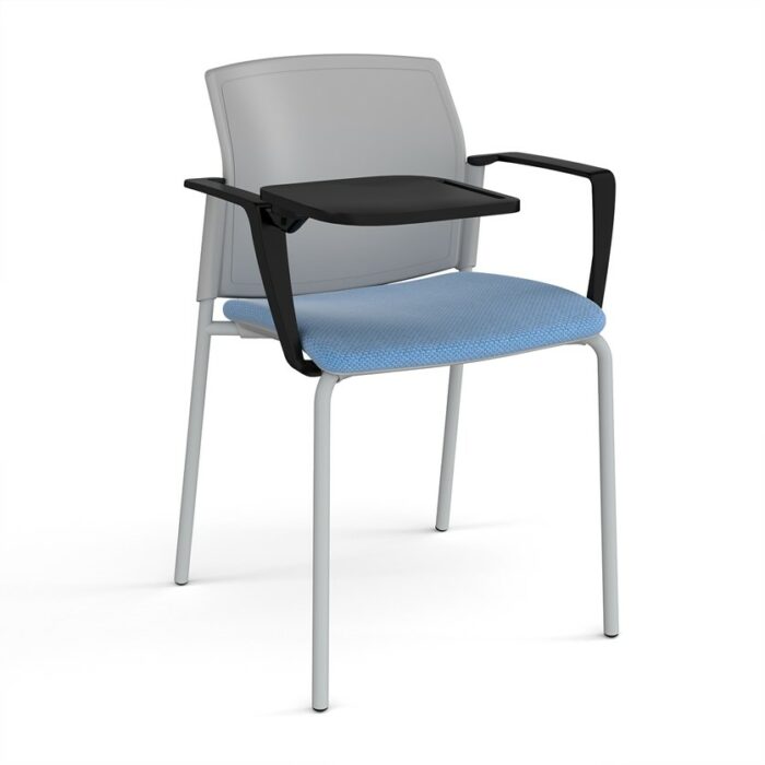 DAMS Santana 4 leg stacking chair with fabric seat and plastic back, arms and writing tablet - made to order-29351