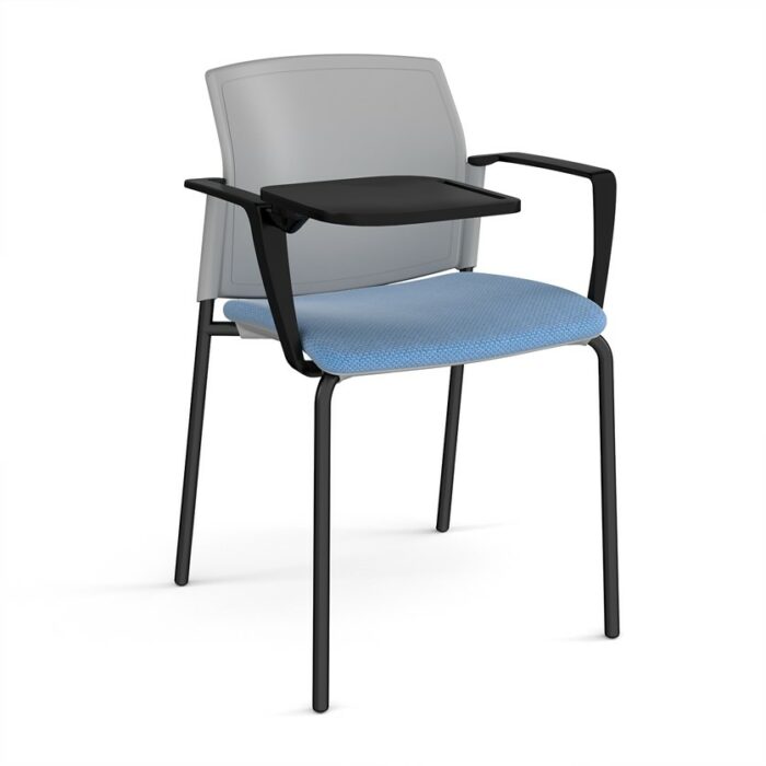DAMS Santana 4 leg stacking chair with fabric seat and plastic back, arms and writing tablet - made to order-29359