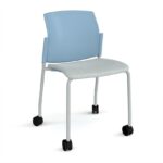 DAMS Santana 4 leg mobile chair with fabric seat and plastic back with castors and no arms - made to order-29377