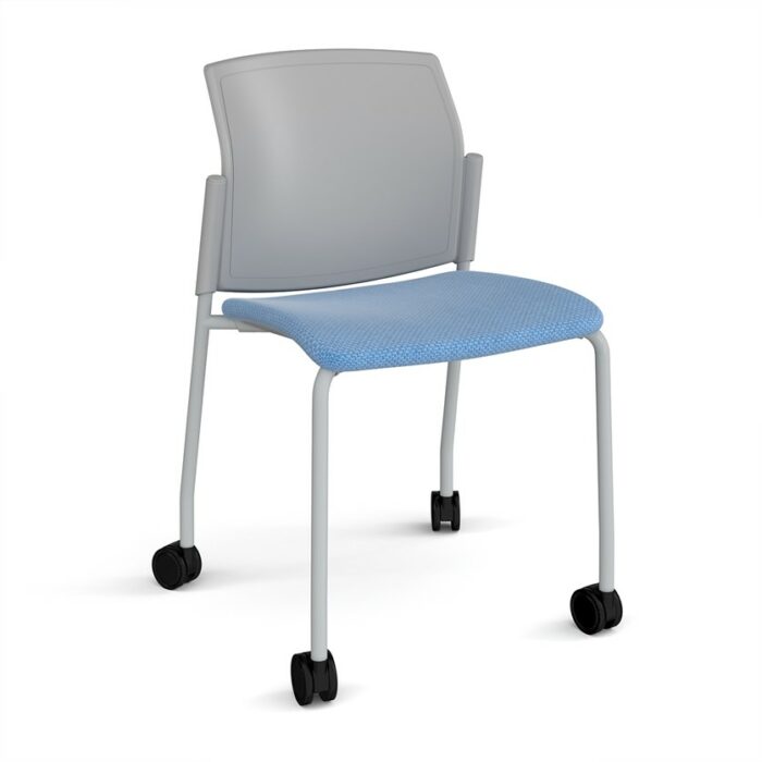 DAMS Santana 4 leg mobile chair with fabric seat and plastic back with castors and no arms - made to order-29376