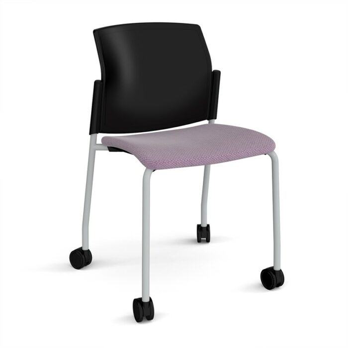 DAMS Santana 4 leg mobile chair with fabric seat and plastic back with castors and no arms - made to order-29375