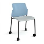 DAMS Santana 4 leg mobile chair with fabric seat and plastic back with castors and no arms - made to order-29379