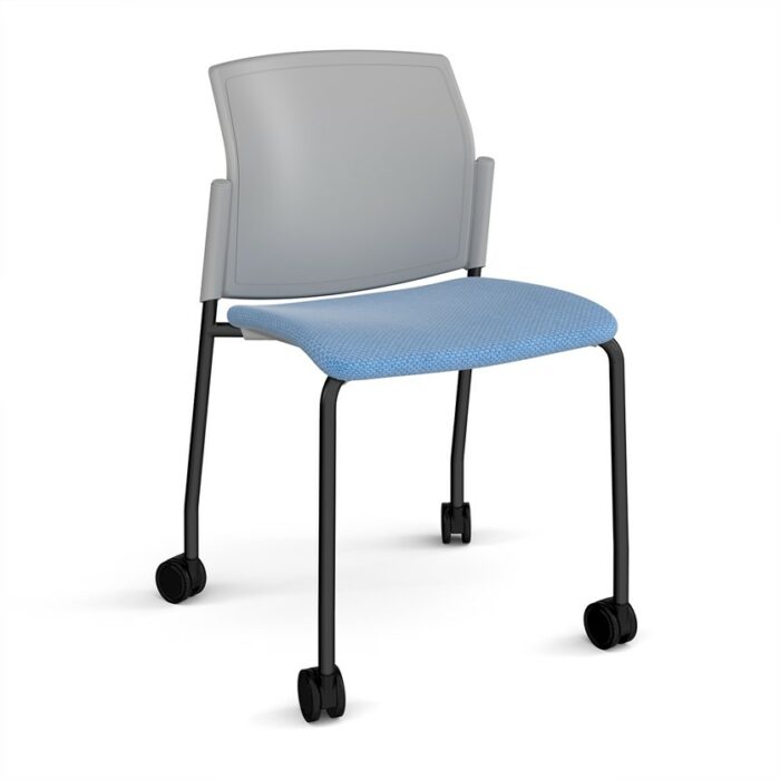 DAMS Santana 4 leg mobile chair with fabric seat and plastic back with castors and no arms - made to order-29385