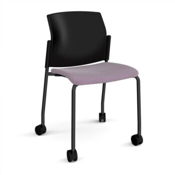 DAMS Santana 4 leg mobile chair with fabric seat and plastic back with castors and no arms - made to order-0