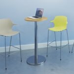 DAMS Roscoe high stool with natural oak legs and plastic shell with arms - made to order seat-27965