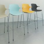 DAMS Roscoe high stool with natural oak legs and plastic shell with arms - made to order seat-27962