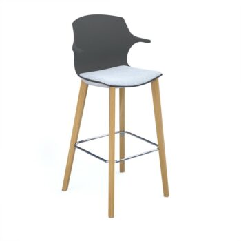 DAMS Roscoe high stool with natural oak legs and plastic shell with arms - made to order seat-0