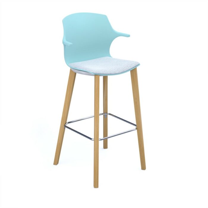 DAMS Roscoe high stool with natural oak legs and plastic shell with arms - made to order seat-27971