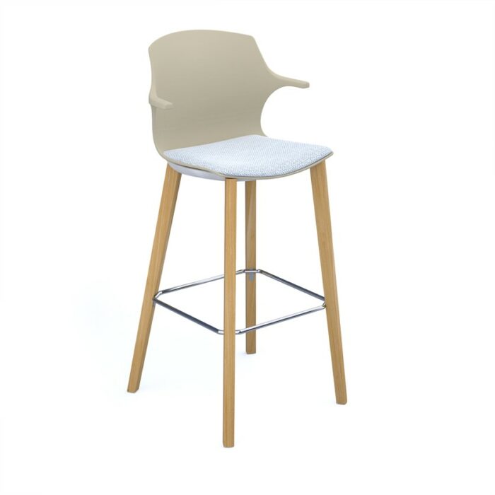 DAMS Roscoe high stool with natural oak legs and plastic shell with arms - made to order seat-27972