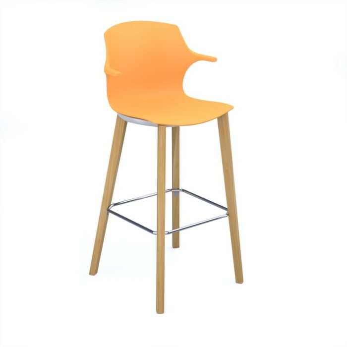 DAMS Roscoe high stool with natural oak legs and plastic shell-27951