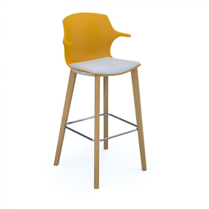 DAMS Roscoe high stool with natural oak legs and plastic shell with arms - made to order seat-27970