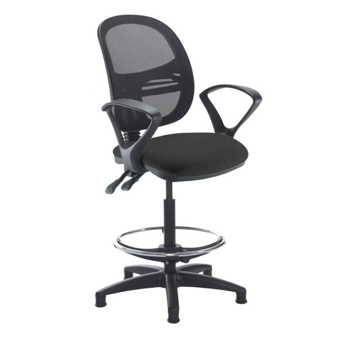 DAMS Jota mesh back draughtsmans chair with fixed arms-0