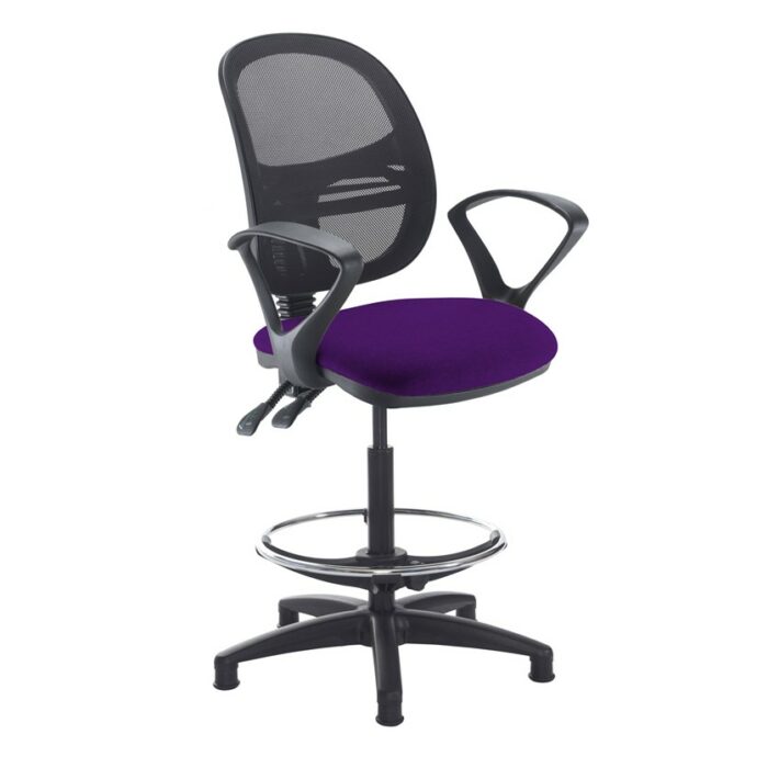 DAMS Jota mesh back draughtsmans chair with fixed arms-28579