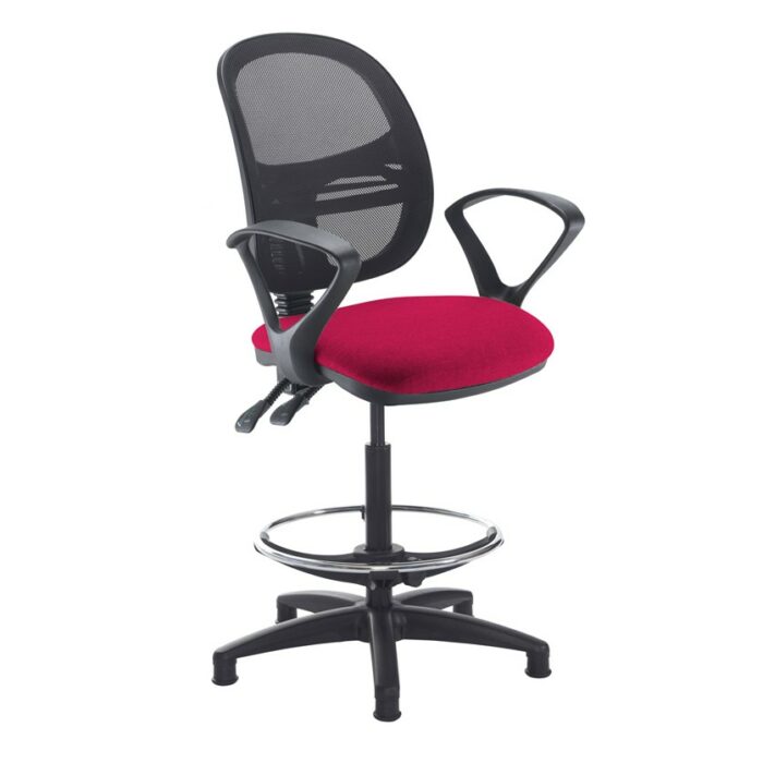 DAMS Jota mesh back draughtsmans chair with fixed arms-28586