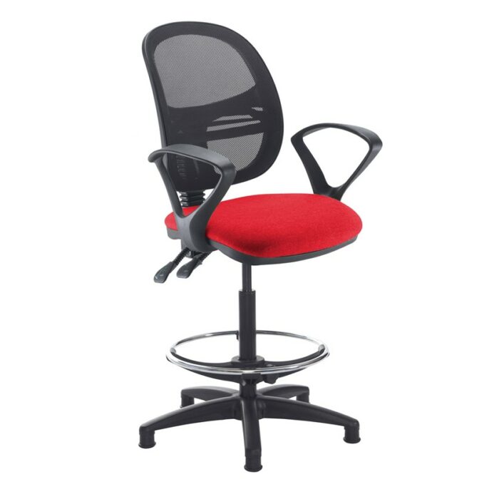 DAMS Jota mesh back draughtsmans chair with fixed arms-28592