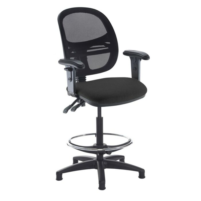 DAMS Jota mesh back draughtsmans chair with adjustable arms-0