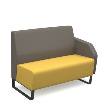DAMS Encore² modular double seater low back sofa with left hand arm and black sled frame-0