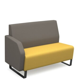 DAMS Encore² modular double seater low back sofa with right hand arm and black sled frame-0