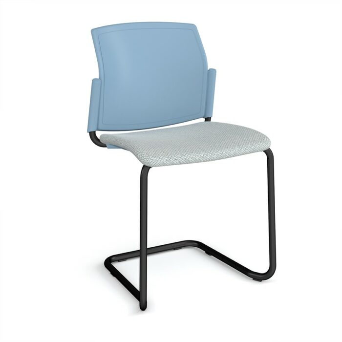 DAMS Santana cantilever chair with fabric seat and plastic back and no arms - made to order-29457