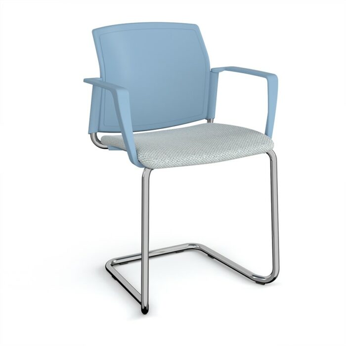 DAMS Santana cantilever chair with fabric seat and plastic back and fixed arms - made to order-29479