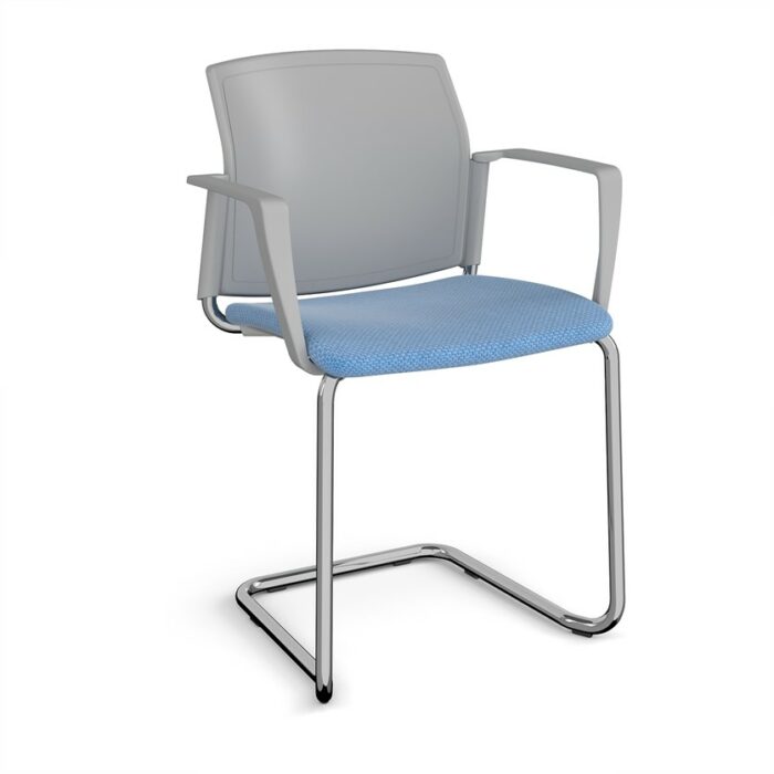 DAMS Santana cantilever chair with fabric seat and plastic back and fixed arms - made to order-29478