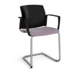 DAMS Santana cantilever chair with fabric seat and plastic back and fixed arms - made to order-29477