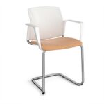 DAMS Santana cantilever chair with fabric seat and plastic back and fixed arms - made to order-29481