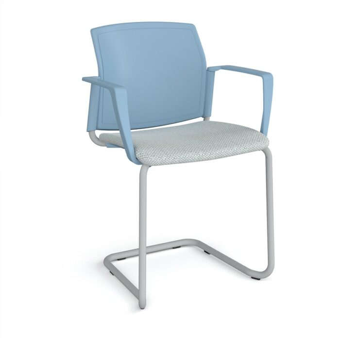 DAMS Santana cantilever chair with fabric seat and plastic back and fixed arms - made to order-29476